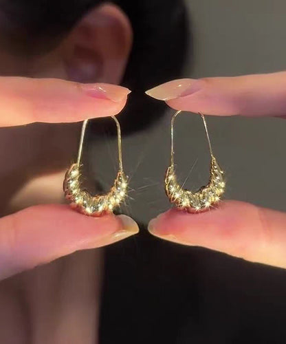 Gold Copper Overgild Croissant Hoop Earrings