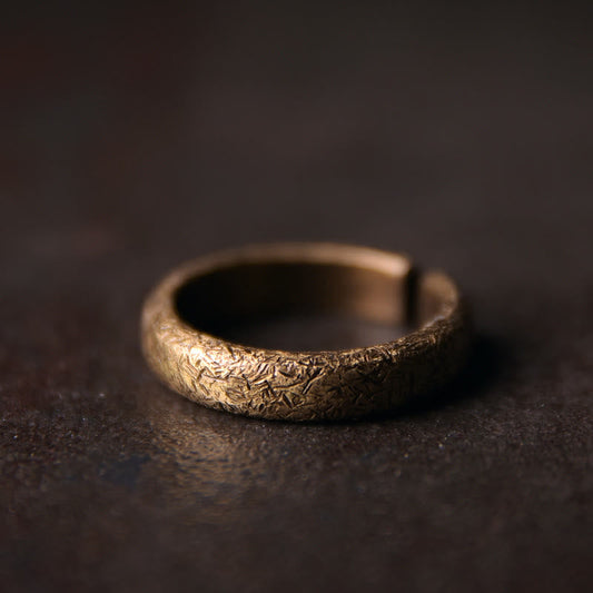 Buddha Stones Tibetan Texture Design Copper Luck Couple Ring