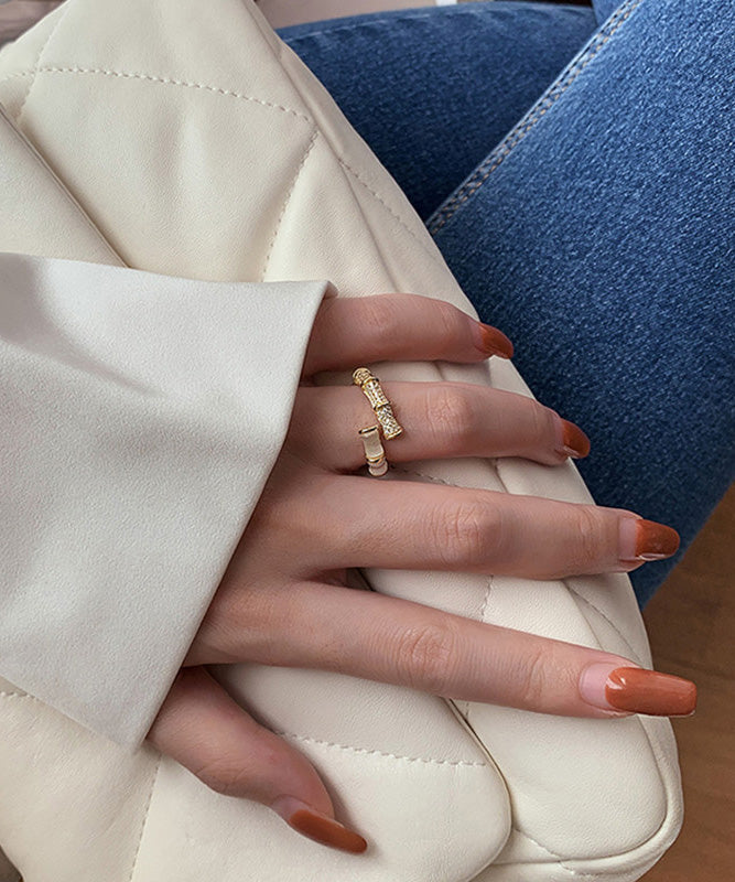 Simple Style Metal Bamboo Knot Zircon Rings
