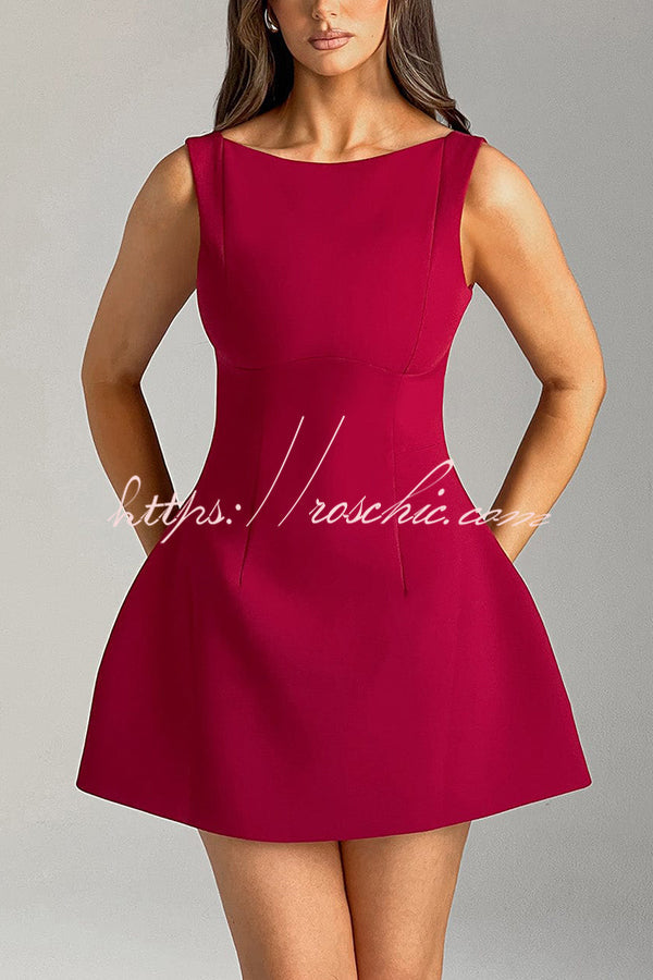 Cosmopolitan High Neck Scoop Back Bubble-shaped Mini Dress