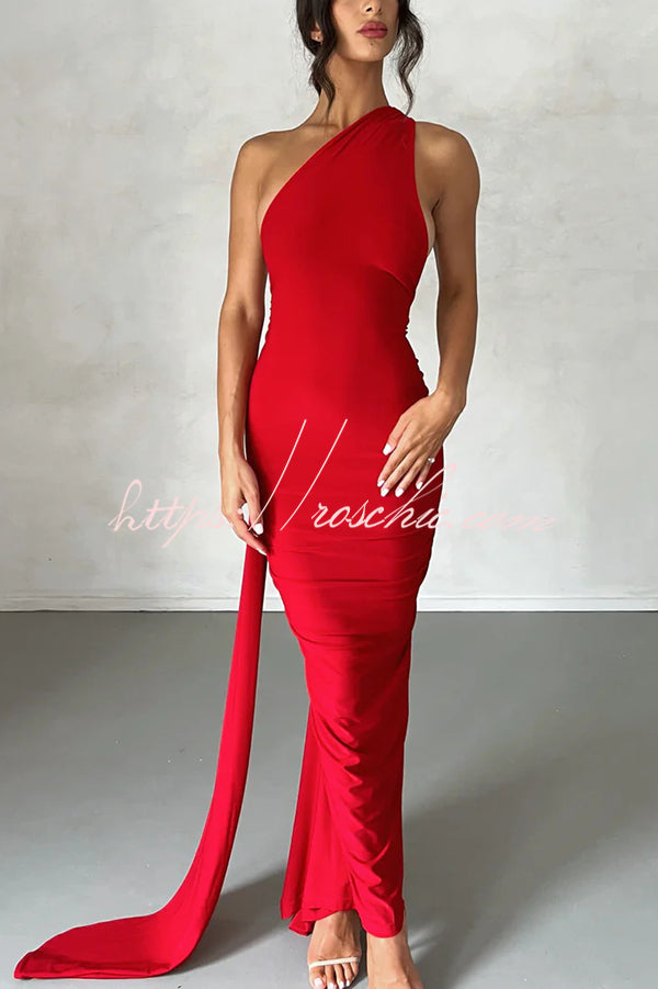 Backless Pleated Slim Color Sleeveless Maxi Dress