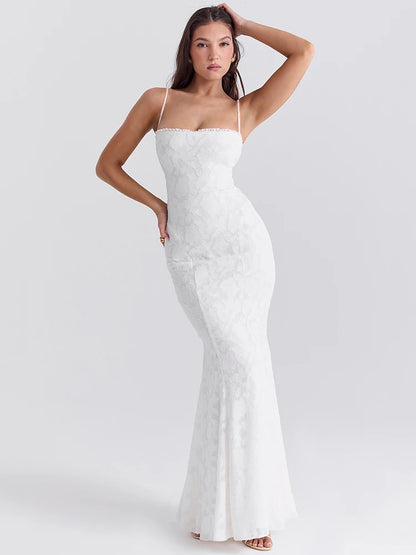 -’s Sleeveless Lace Patchwork Backless Bodycon Maxi Dress, Party Club Evening Dress, Summer