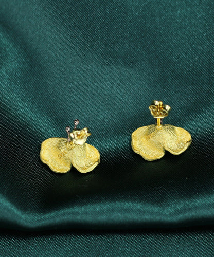 Original Design Gold Copper Overgild Butterfly Pearl Stud Earrings