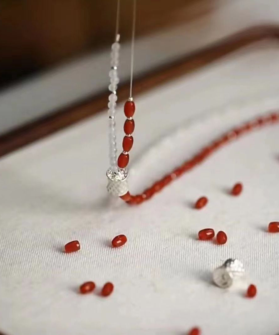 Colorblock Agate Beading Bilayer Sweater Necklace