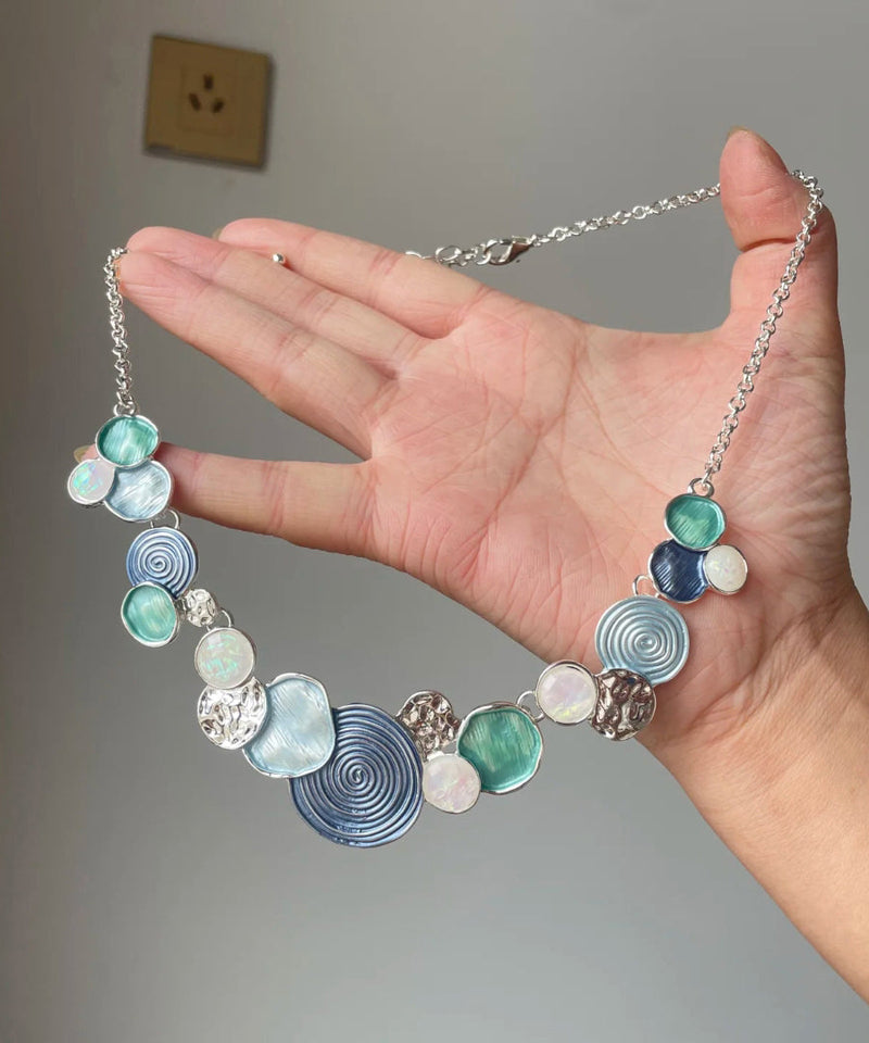Rainbow Sterling Silver Rose Hollow Out Lariat Necklace
