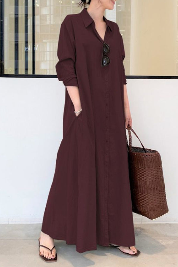 Long Sleeve Simple Loose Long Dress