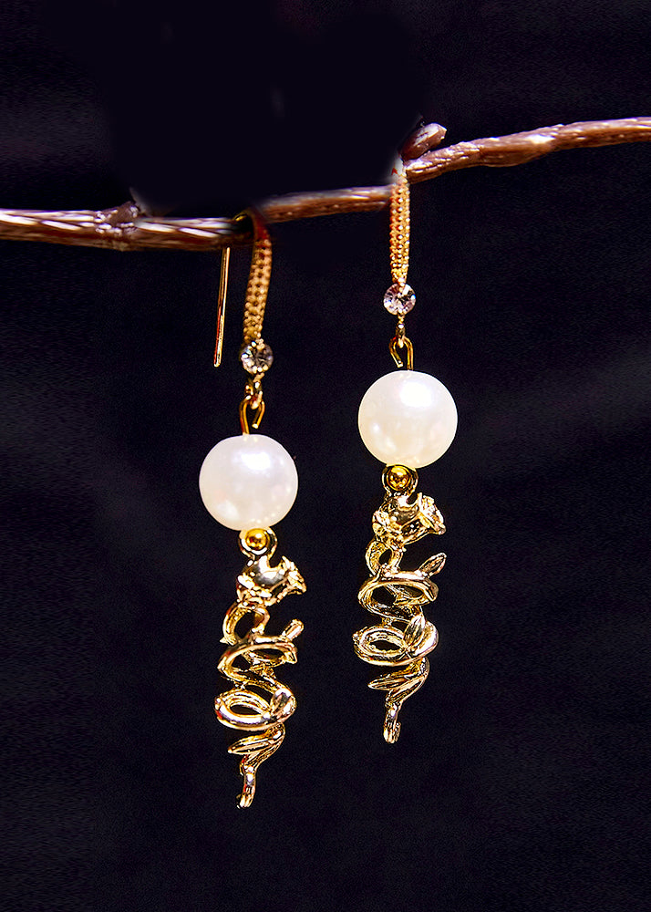Original Design 14k Gold Pearl Drop Earrings