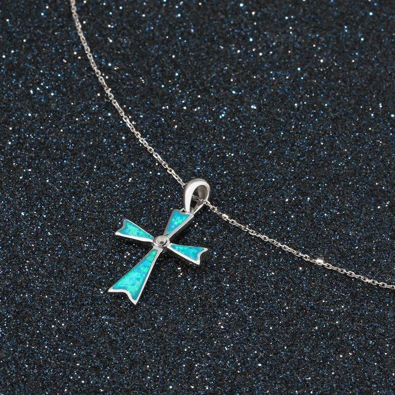 Tiffany Blue Cross Pendant Necklace