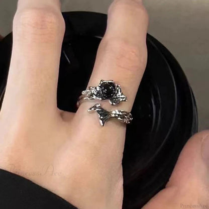Rebellious Dark Bat Wing Ring