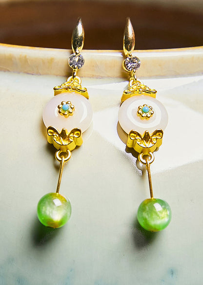White Jade Fine Zircon Drop Earrings