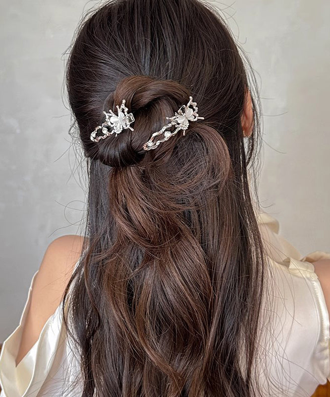 Silk Metal Zircon Hollow Out Butterfly Hairpin Two-piece Set