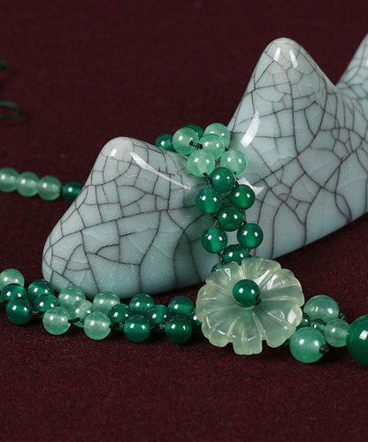 Green Jade Agate Coloured Glaze Pendant Necklace