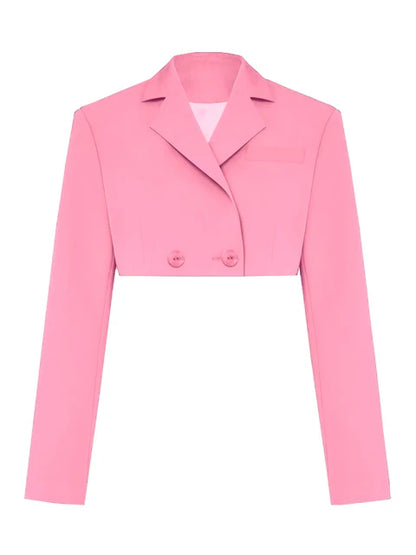 Blazer and Skirt Sets for Two Piece Set Outfits Gray Cropped Coat Blazer Femme 2-piece Sets New