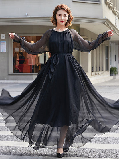 Artistic Retro Loose Color Maxi Dress