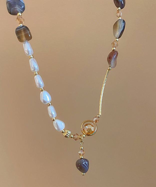 Multi Copper Overgild Pearl Crystal Charm Bracelet