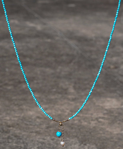 New Natural Pearl Patchwork Turquoise Necklace