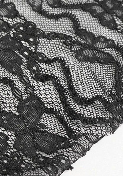 Devil Gothic Victorian Lace Sleeve Maxi Dress - Black With Empire Waist and Beaded Detail