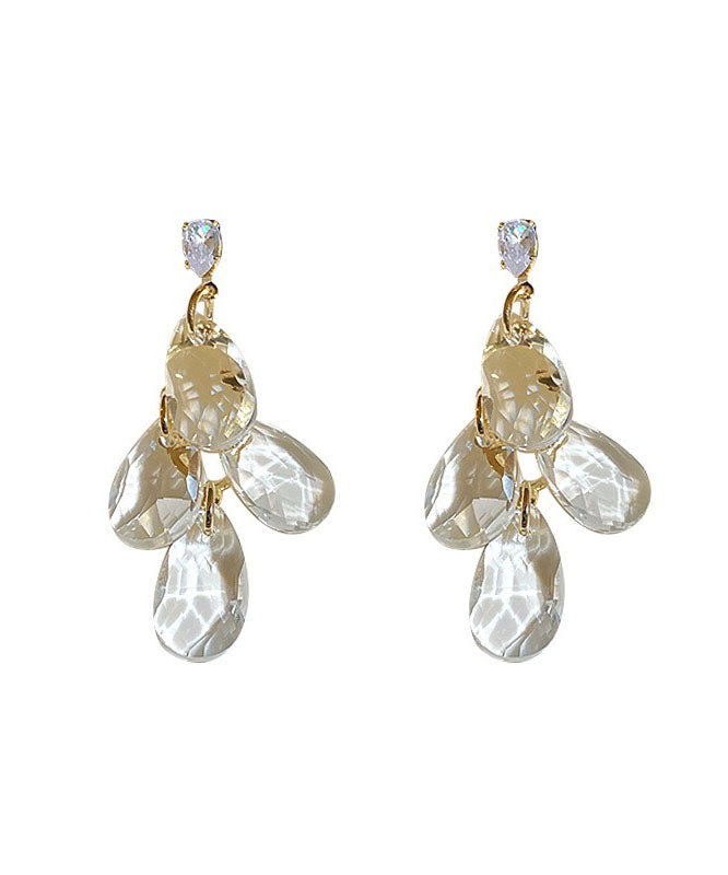Nude Sterling Silver Alloy Crystal Zircon Tassel Drop Earrings