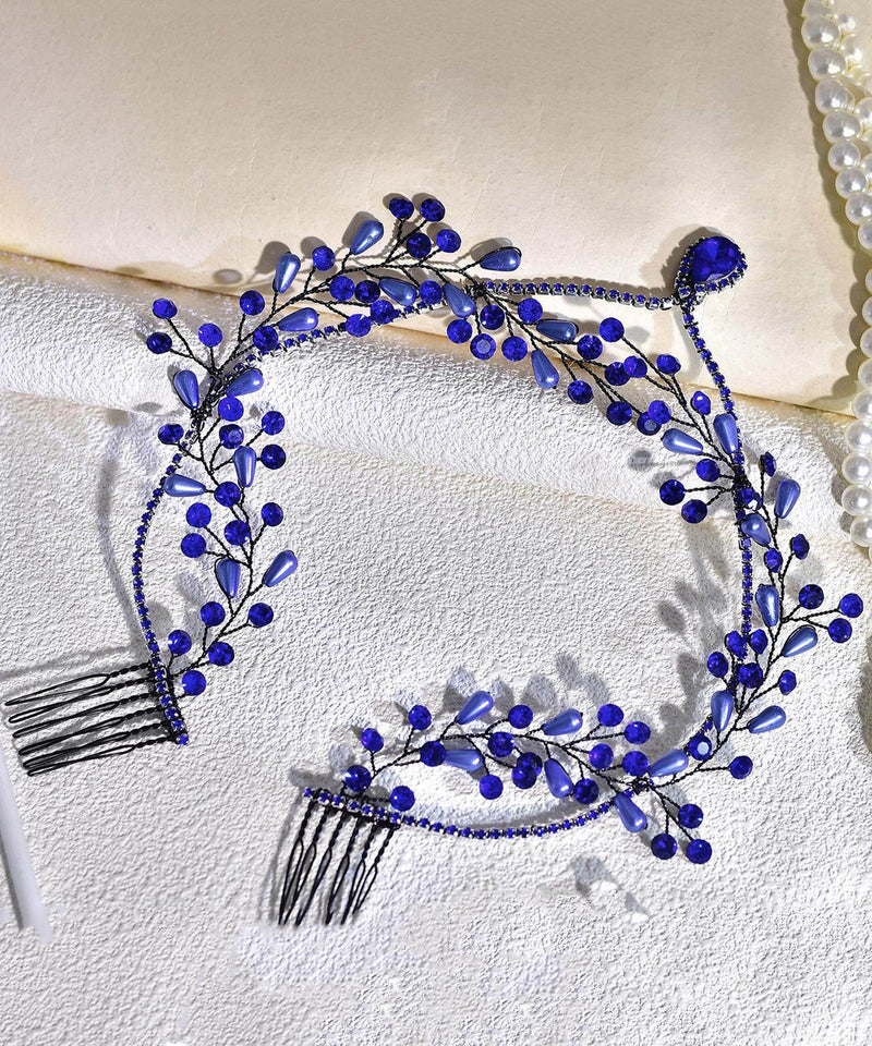 Blue Zircon Water Dropl Pearl Hairpiece