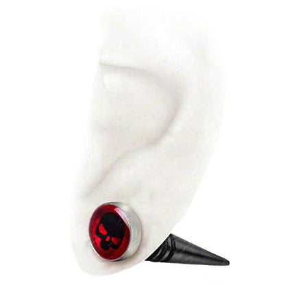Doom Skull Faux Stretcher Stud Earring by Alchemy Gothic