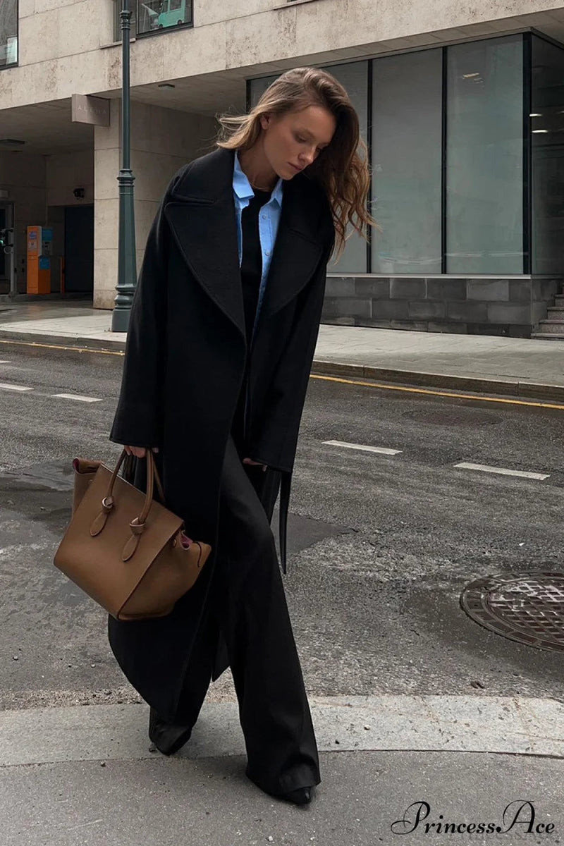 Double Faced Wool Raglan Sleeve Loose Overcoat