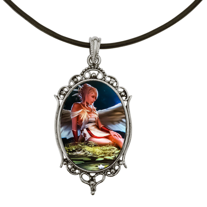 Native/nature Angel Antique Silver Cameo Pendant on 18