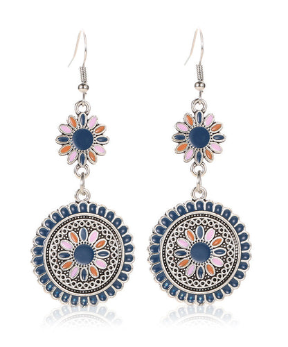 Retro Silk Sterling Silver Alloy Cloisonne Drop Earrings