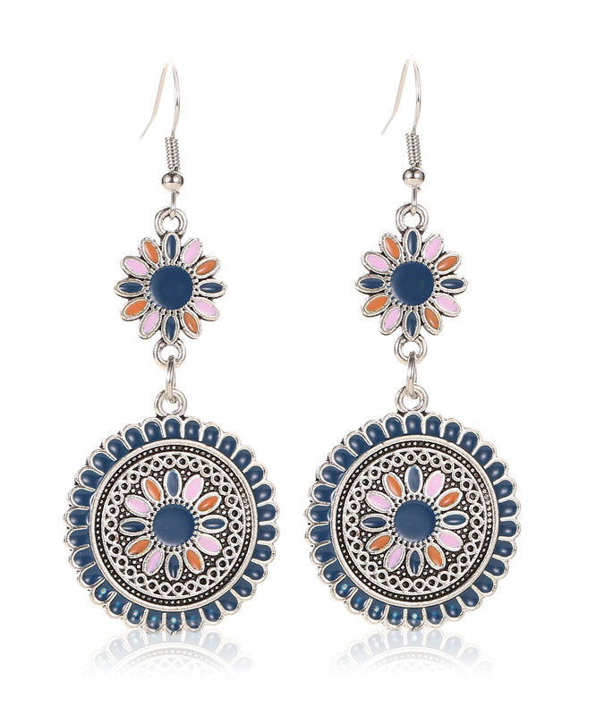Retro Silk Sterling Silver Alloy Cloisonne Drop Earrings