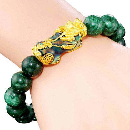 Buddha Stones Fengshui Pixiu Jade Protection Bracelet