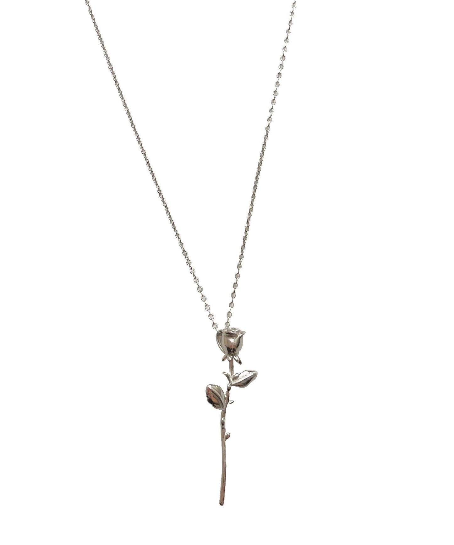 Original Design Silver Rose Pendant Necklace