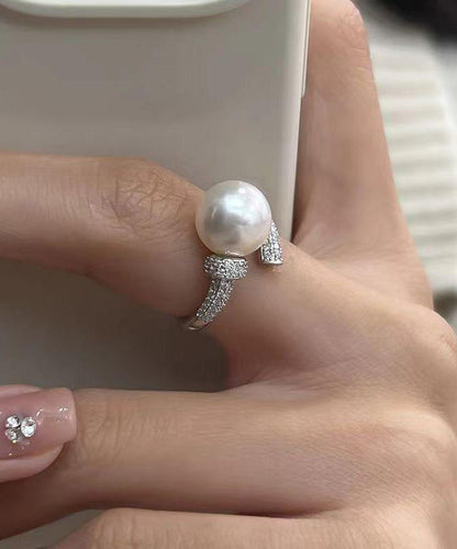 Rings Sterling Silver Zircon Pearl Rings