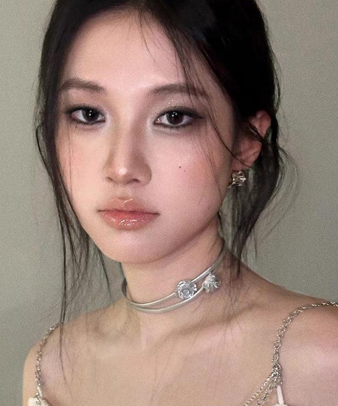 Silk Stainless Steel Double-layer Rose Choker