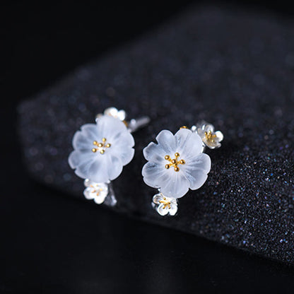 925 Sterling Silver Plum Blossom Spiritual Earrings for Protection