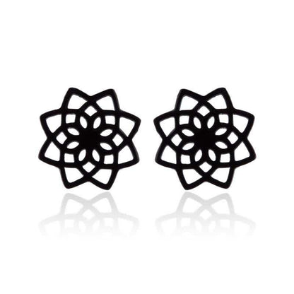 Tibetan Lotus Pattern New Beginning Stud Earrings