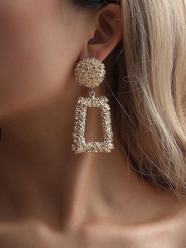 Geometric Hollow Color Drop Earrings