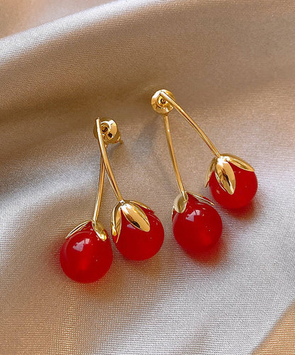 Red Copper Overgild Cherry Drop Earrings