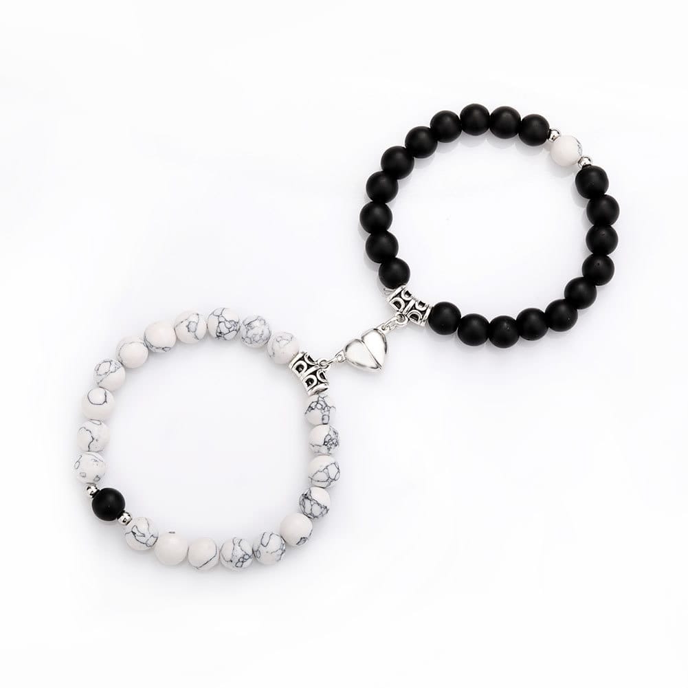 Natural Stone Couple Bracelet Crystal Set (2 Pieces)