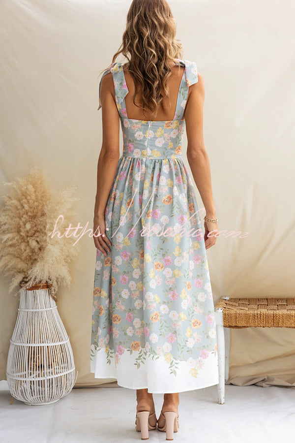 Print Suspenders Slim Maxi Dress