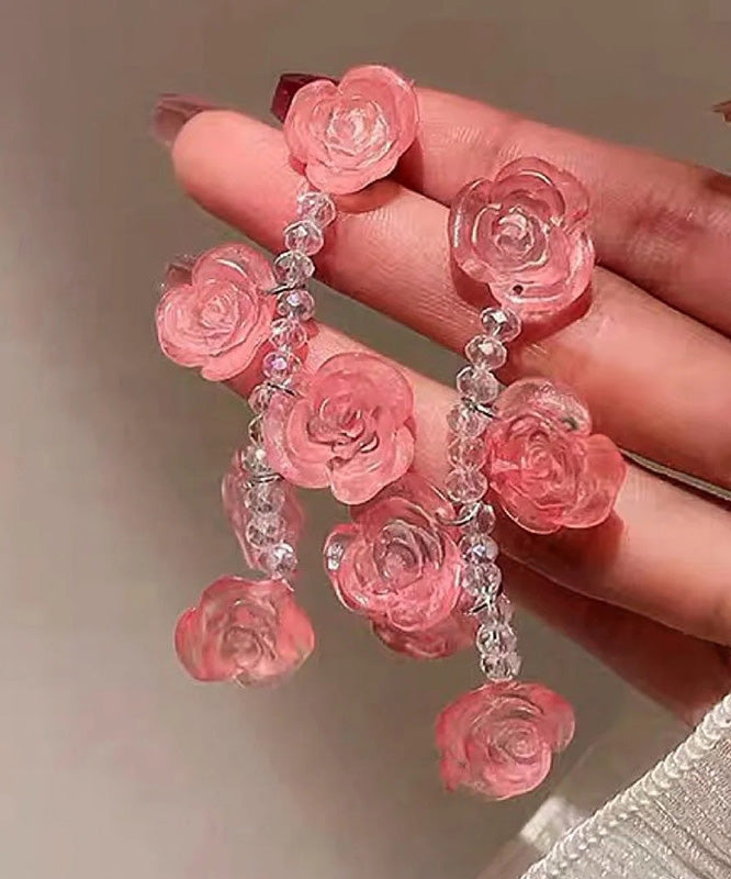 Art Red Acrylic Crysta Drop Earrings