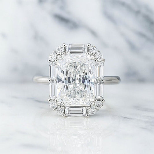 "jameson" Silver Lab Diamond Emerald Cut Ring