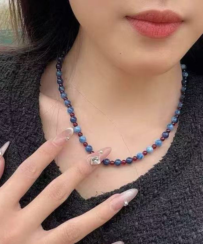 Diy Blue Sterling Silver Crystal Beading Gratuated Bead Necklace