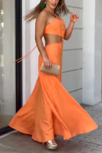 Halter Neck Backless Sleeveless Maxi Dress