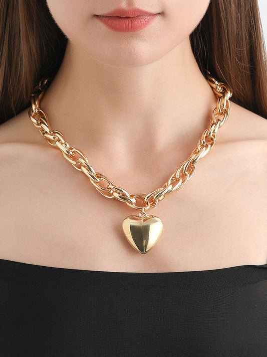 Normcore Chains Heart Shape Color Necklaces Accessories
