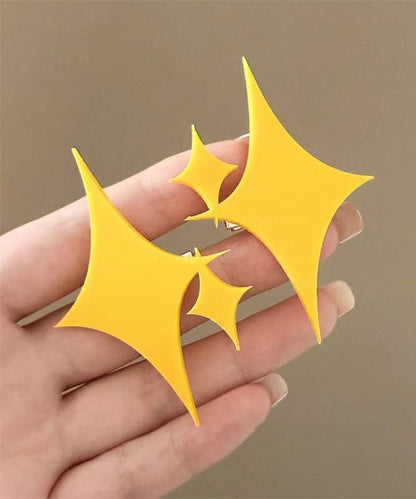 Yellow Acrylic Shining Stars a Pair Hairpin