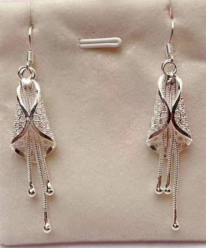 Silk Sterling Silver Aeolian Bells Tassel Drop Earrings