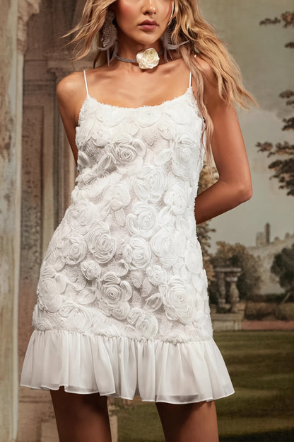 Chiffon Applique Cami Layered Mini Dress