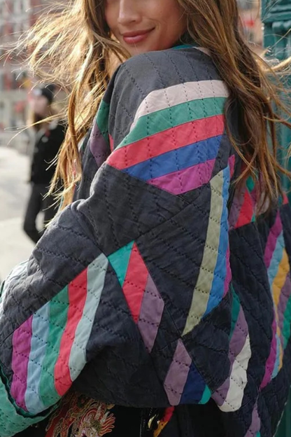 Printed Patchwork Cotton Cardigan Jacket