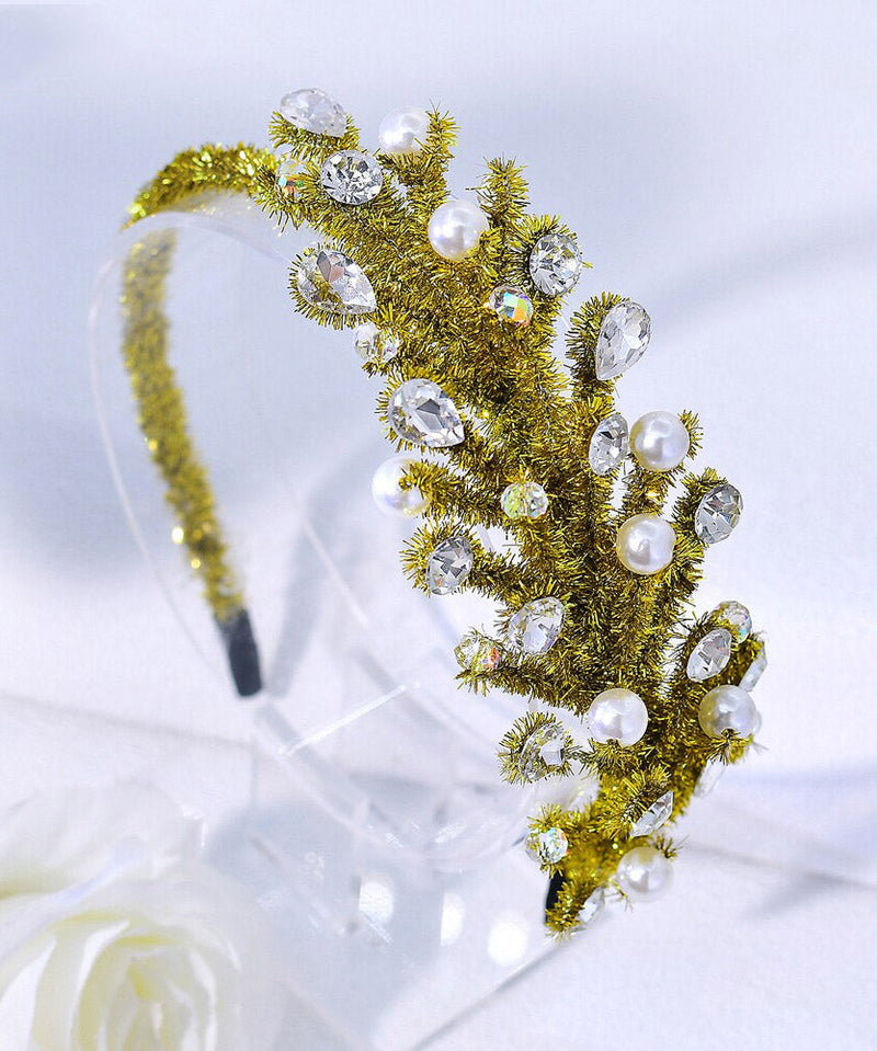 Fine Green Weave Acrylic Pearl Zircon Hairpiece