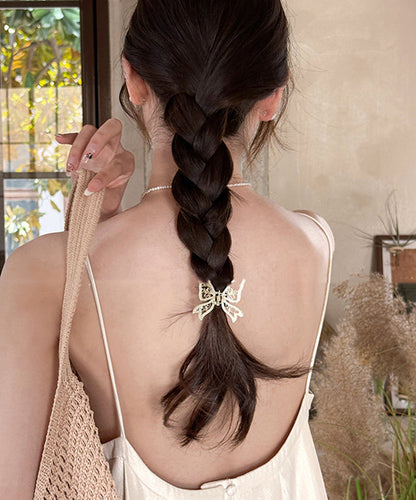 Classy Gold Alloy Pearl Butterfly Hollow Out Hairpin