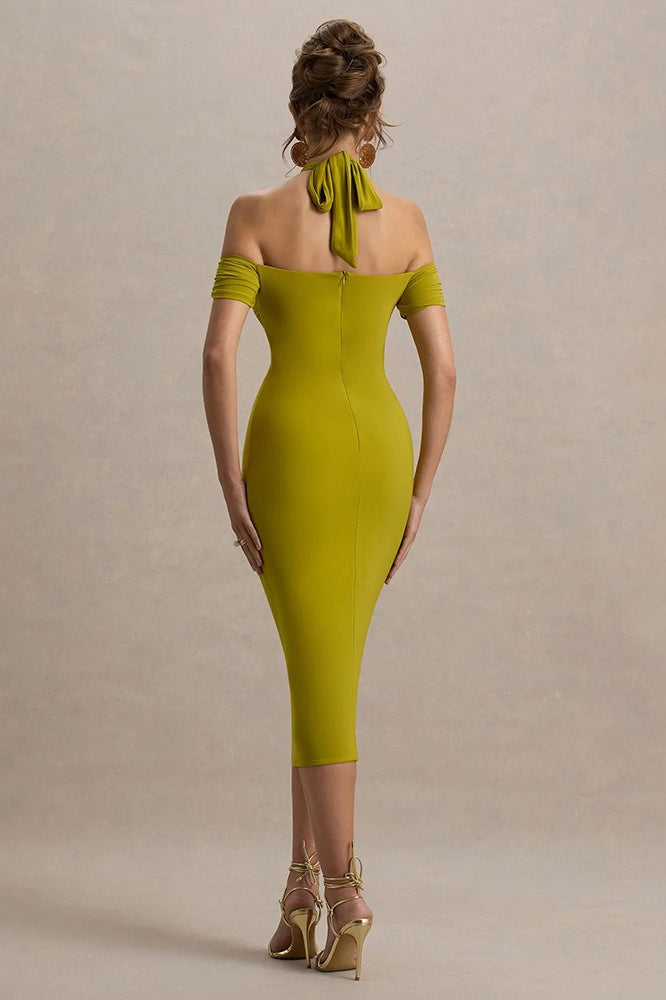 Backless Halter Bodycon Midi Dress